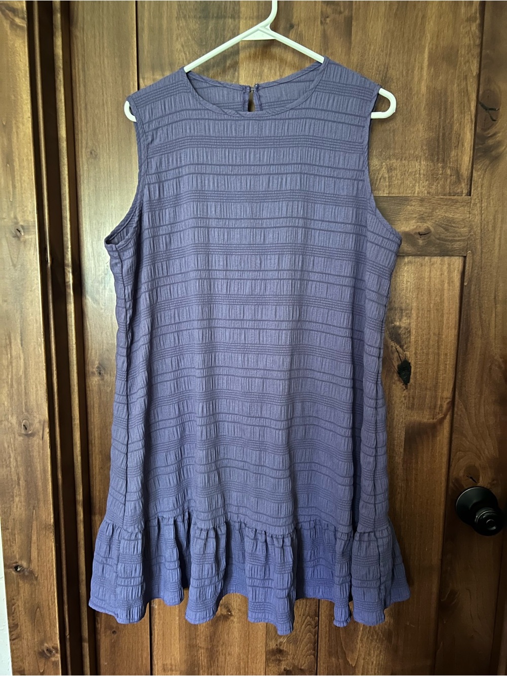 Purple Sleeveless Lavender Textured Ruffle-Hem Dress